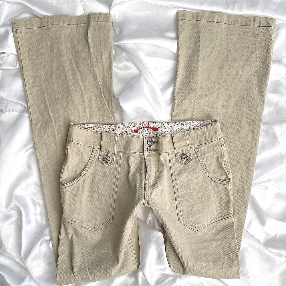 Unionbay Khaki Tan Corduroy Flare Pants Low Rise Y2K Vintage Size 9